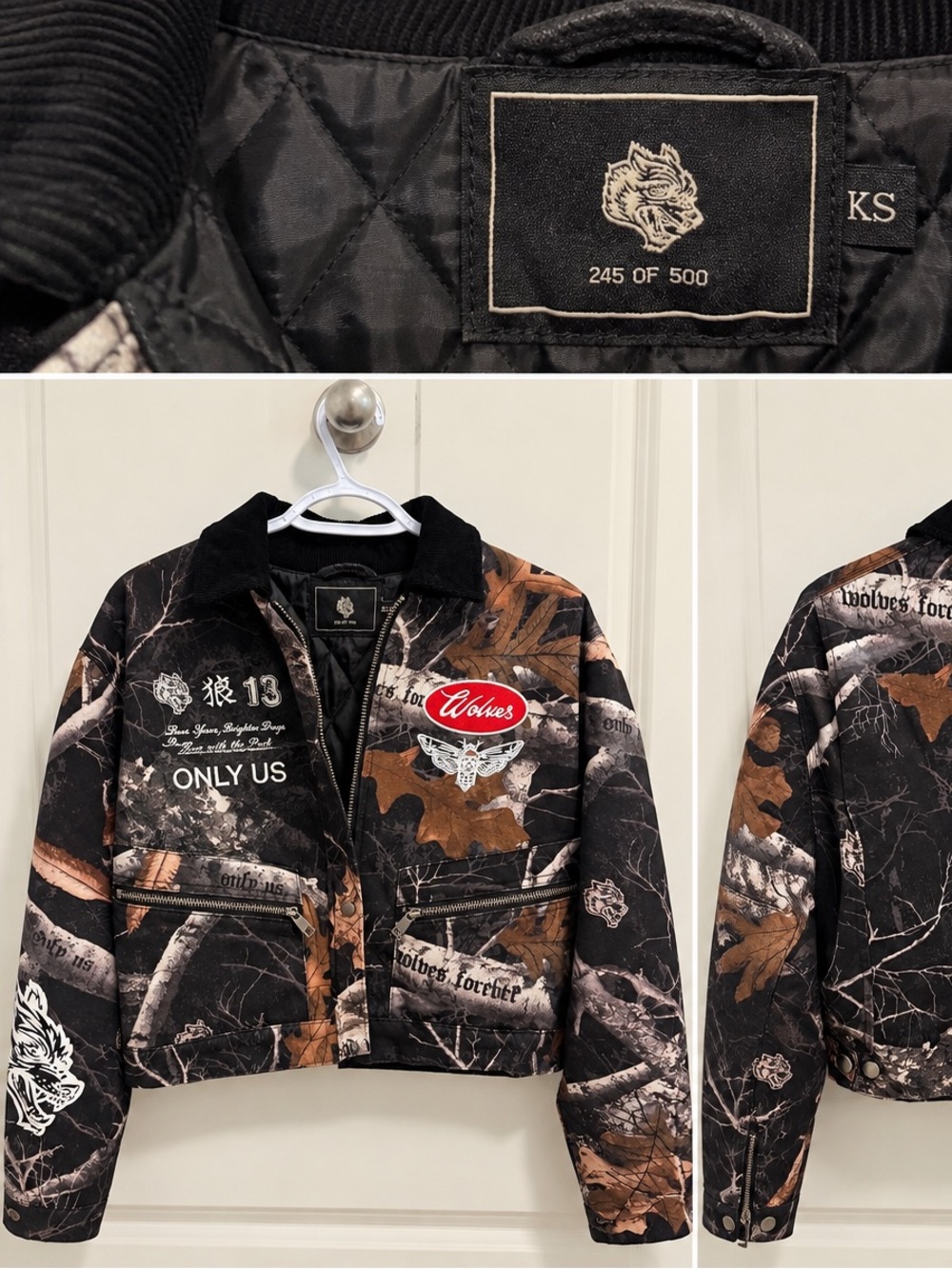 Darc Sport Black & Brown Camouflage Kids Jean Jacket with Patches